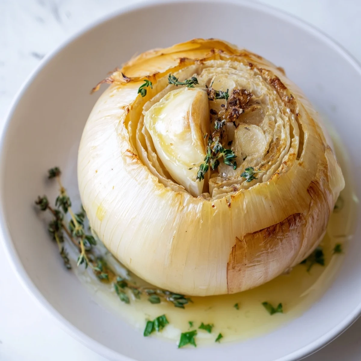 Tender and fragrant Onion Boil, baked to perfection, with bubbling butter and thyme nestled inside each onion.