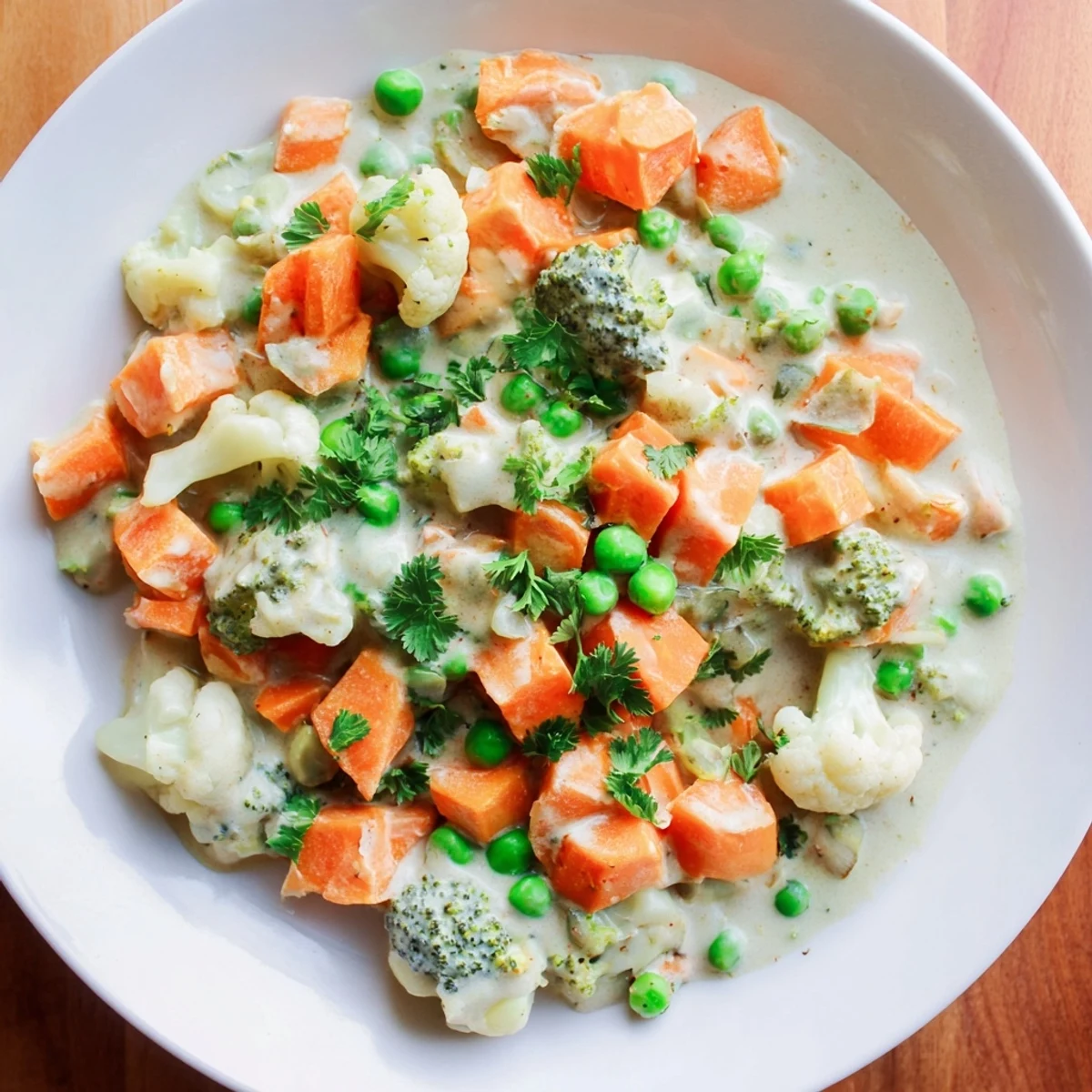 A steaming bowl of Veggie Coconut Curry, vibrant with tender vegetables and creamy sauce.