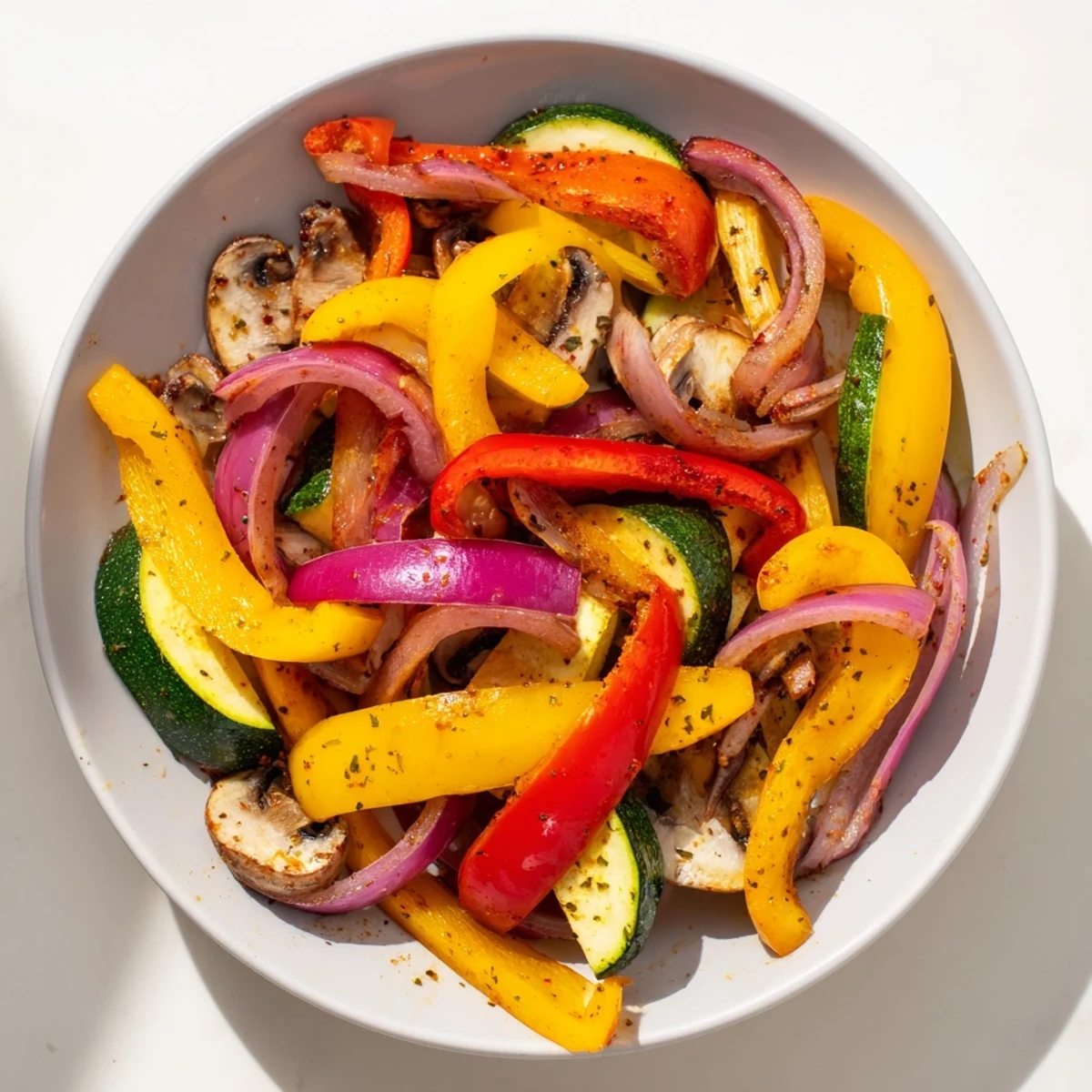 Imagine delicious Veggie Skillet Fajitas: tender vegetables seasoned to perfection, ready to be wrapped in a tortilla.