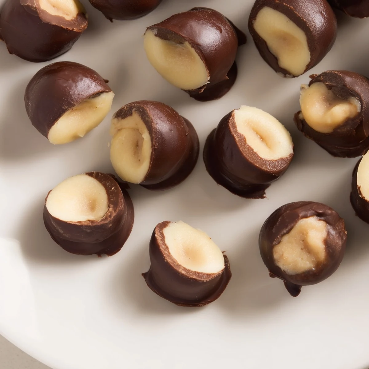 Close-up of golden peanut butter buckeye candies ready to eat following a simple recipe.