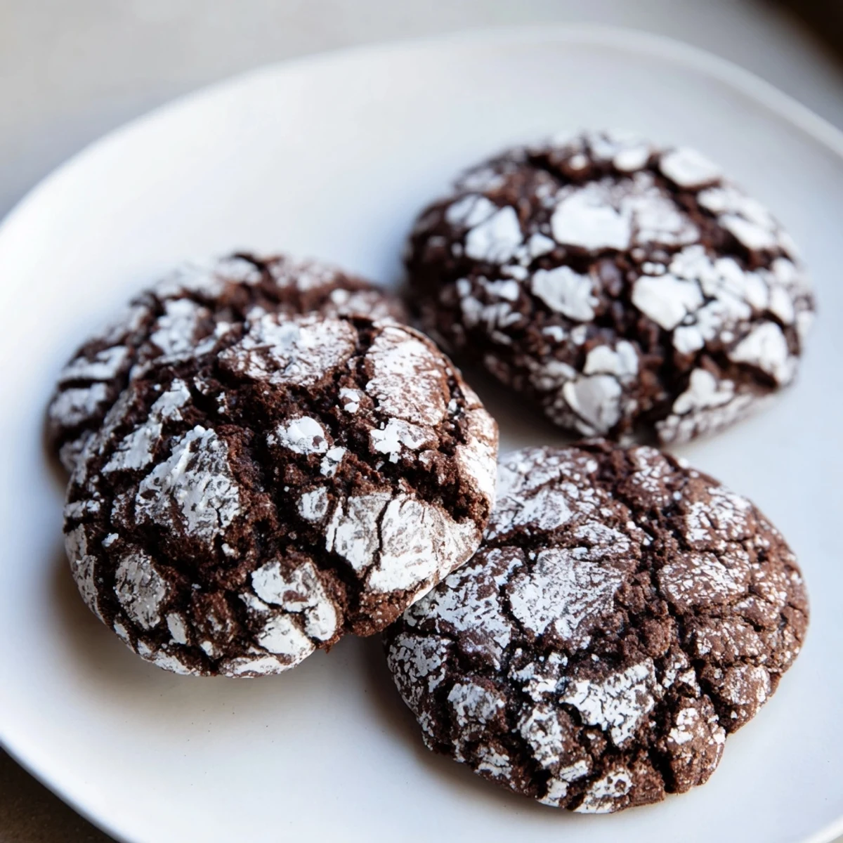 Warm, air-fried Chocolate Crinkle Cookies with a fudgy center and a crisp, sugary exterior promise a great bite.