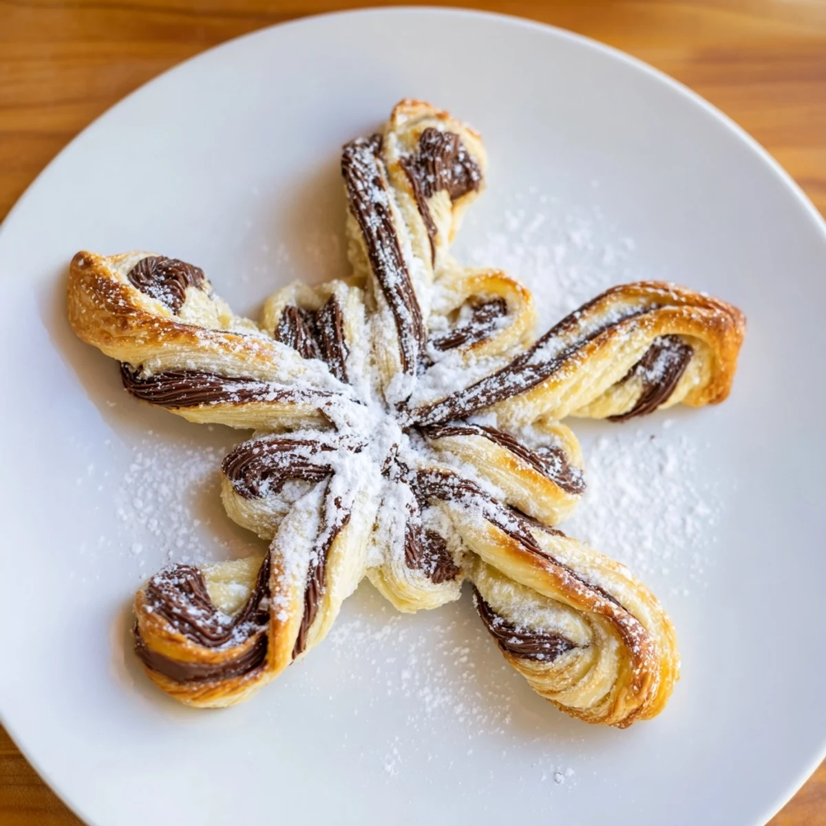 These easy-to-make Express Nutella Puff Pastry Snowflakes show off a swirl of Nutella filling, ready to enjoy.