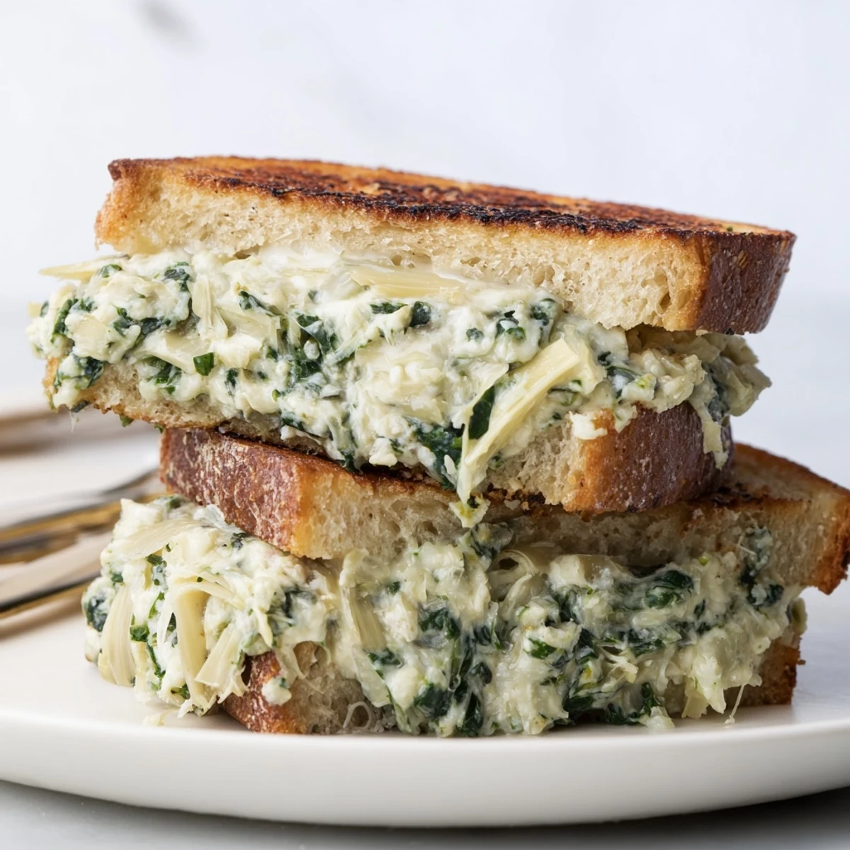 Air Fryer Spinach & Artichoke Dip Grilled Cheese: a golden, melty sandwich with creamy, cheesy filling, perfect comfort food.