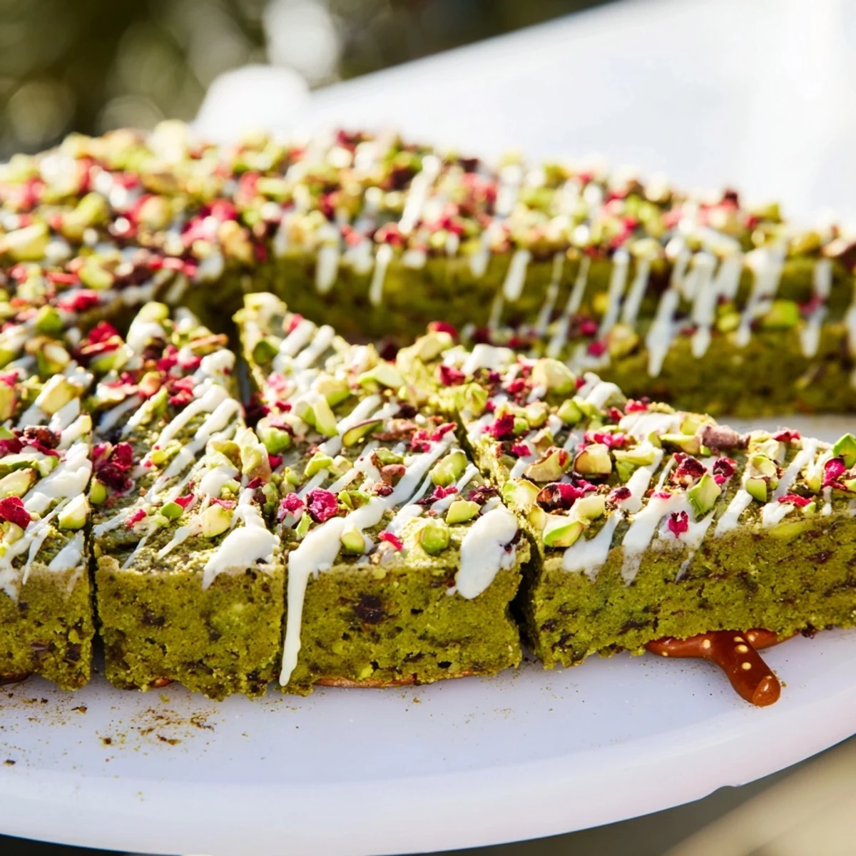 Matcha Pistachio Blondie Bars