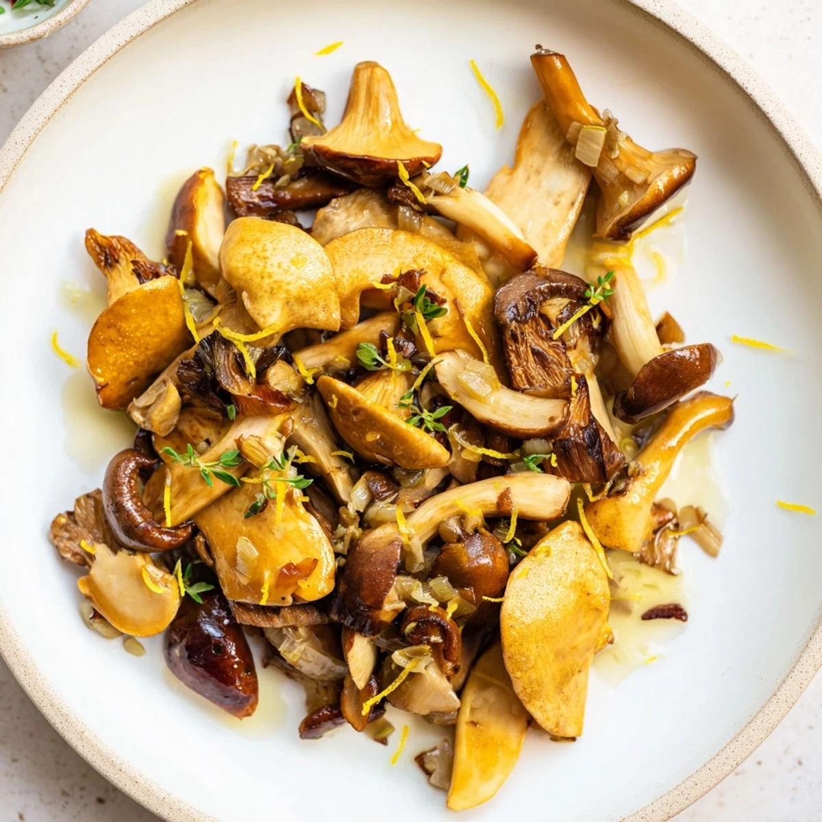 Close-up of the delicious Enchanted Forest Mushrooms with wine reduction, ready to serve and enjoy.
