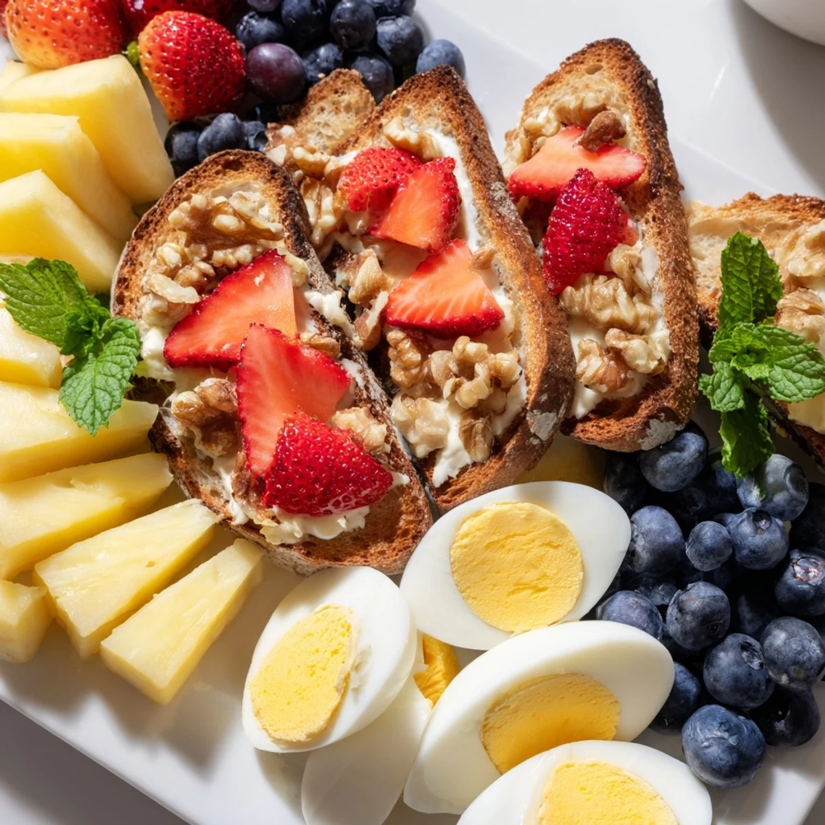 Golden croissants and berries are featured in this Good Morning Sun Breakfast Board, a vibrant, shared breakfast.