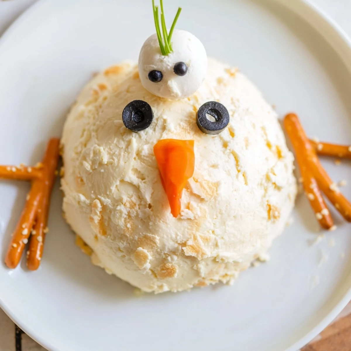 Delicious Melted Snowman Cheese Bites, perfect party appetizer featuring adorable snowman faces made from cheese and mozzarella.