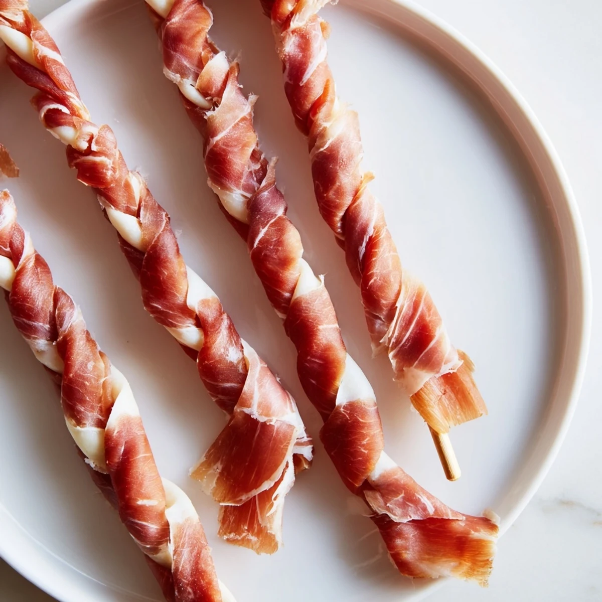 Image of braided The Nautical Knot appetizer, showcasing savory prosciutto-wrapped string cheese.
