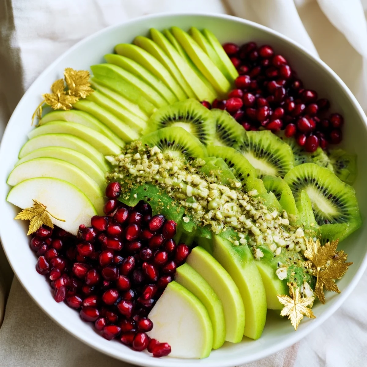 Vibrant The Aurora Borealis Sweep fruit platter with green and purple fruits arranged in stunning waves.