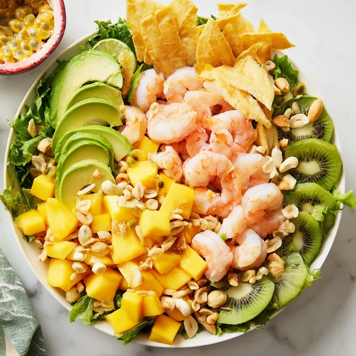 This easy Tropical Wave Tasting Platter showcases diced pineapple, smoked salmon, and crunchy coconut flakes.