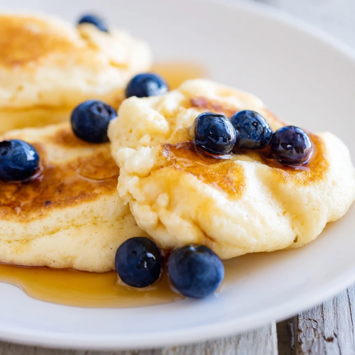These soft and tender scrambled pancakes are made from one-bowl, a quick American breakfast with fresh blueberries.