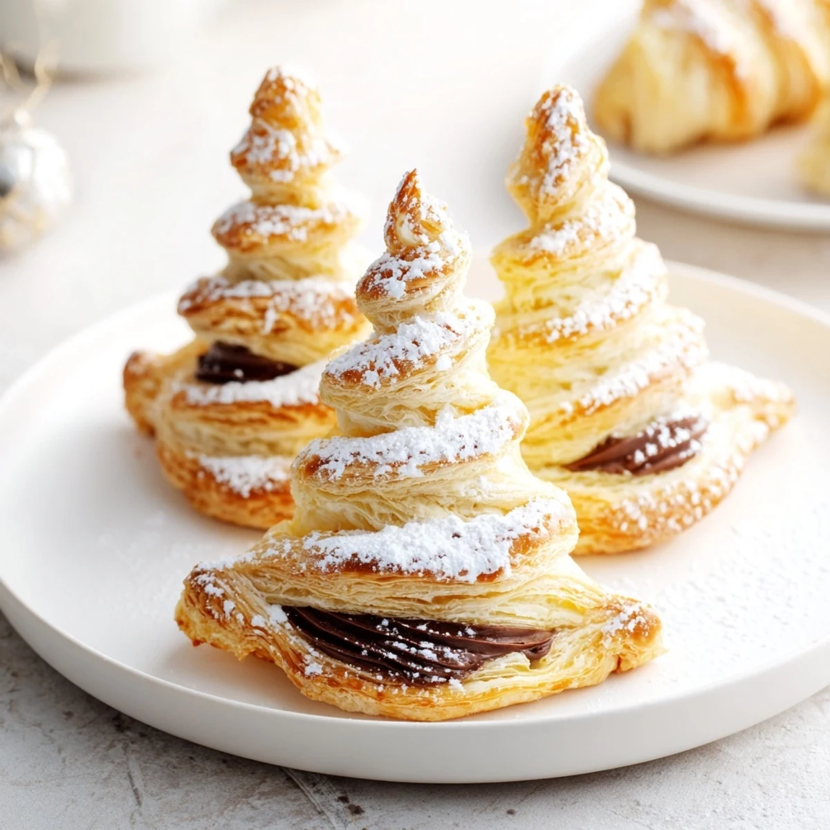 Golden Nutella Pastry Christmas Trees, perfect for sharing, offer a delightful holiday treat and beautiful presentation.