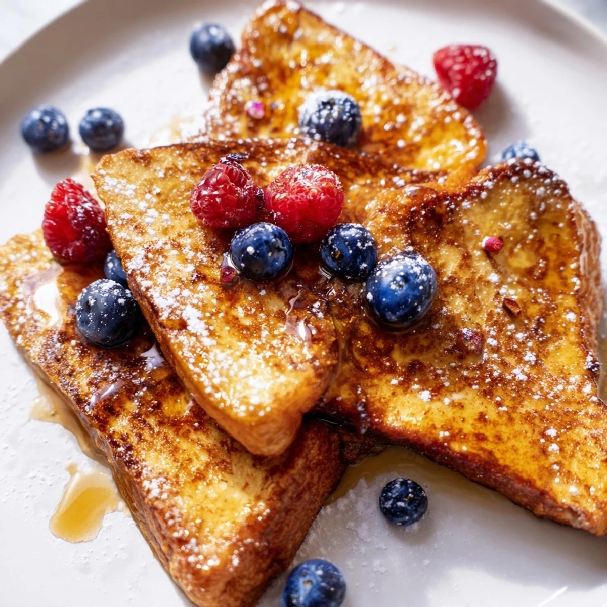Thick-cut, buttery ice cream French toast ready to be devoured for a delicious brunch.