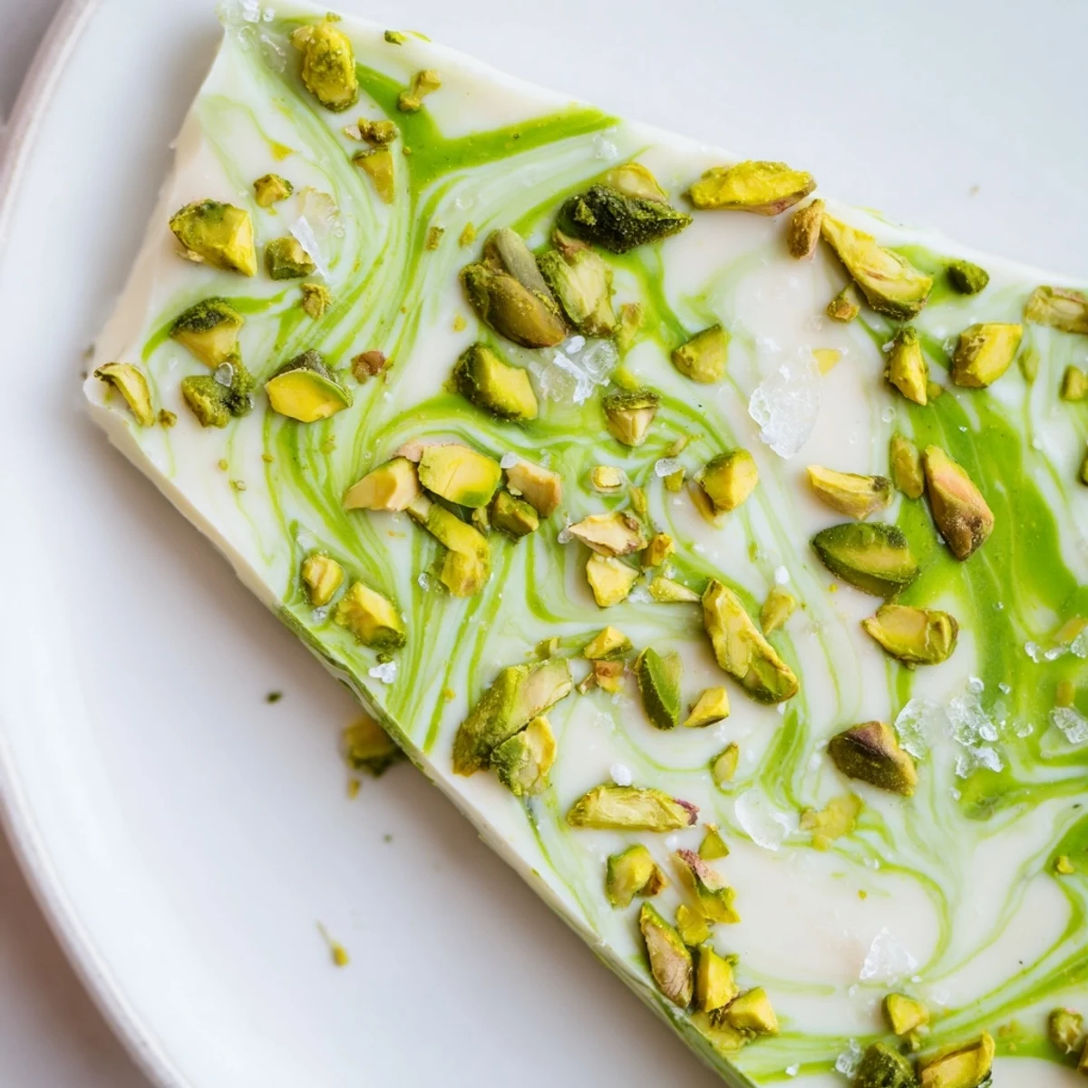 Vibrant green matcha swirls through creamy white chocolate in this stunning Pistachio Matcha White Chocolate dessert.