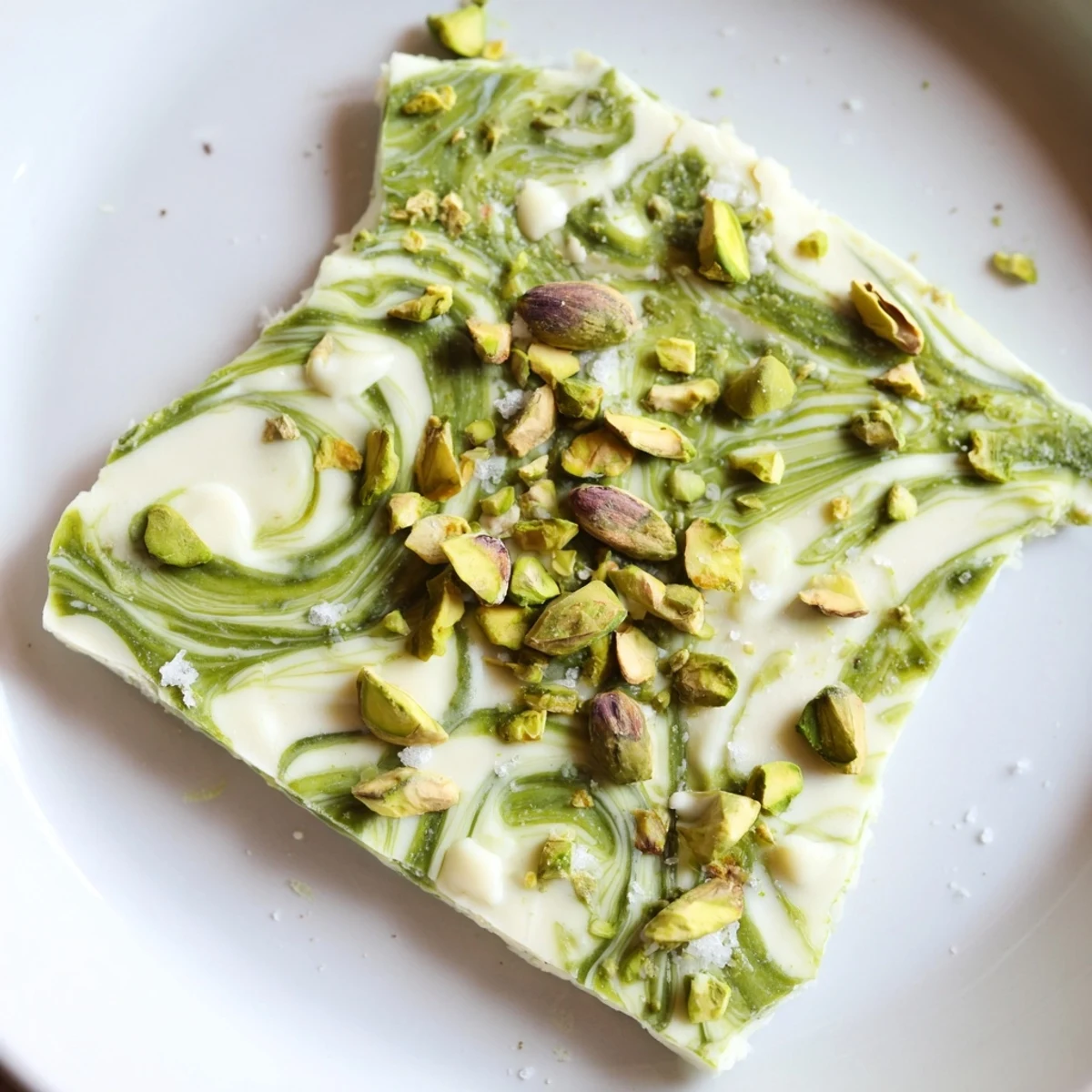 Enjoy the sweet and nutty Pistachio Matcha White Chocolate, a visually appealing dessert, perfect for any occasion at home.