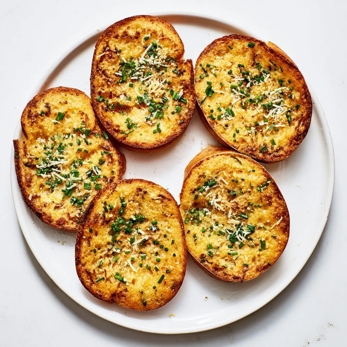 Golden-brown Cloud Bread Savory Toast topped with fresh chives and parsley, ready for dipping.
