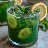 Refreshing Sparkling Cucumber Mint Lemonade Mocktail, perfect for a hot summer day.