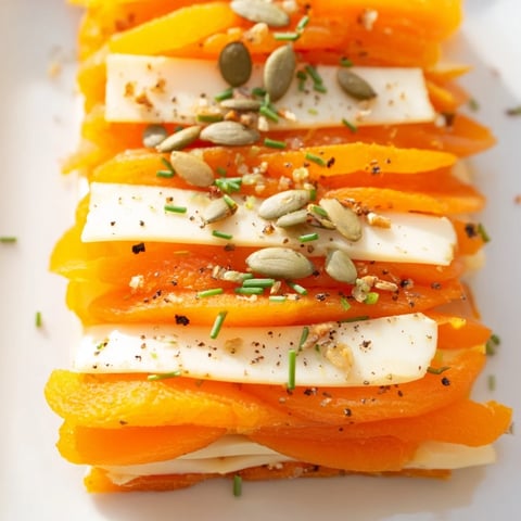 Golden apricots layered with smoked Gouda make this Serengeti Sunset appetizer delicious.