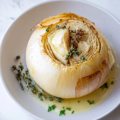 Tender and fragrant Onion Boil, baked to perfection, with bubbling butter and thyme nestled inside each onion.