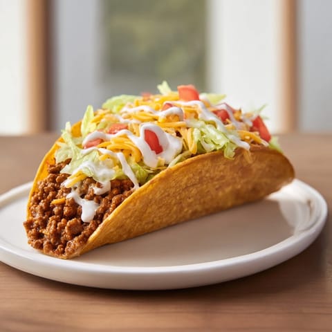 Mouthwatering Cheesy Gordita Crunch Tacos: a close-up of the fully assembled, loaded with fresh toppings.