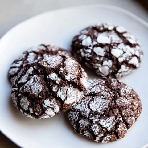 Warm, air-fried Chocolate Crinkle Cookies with a fudgy center and a crisp, sugary exterior promise a great bite.