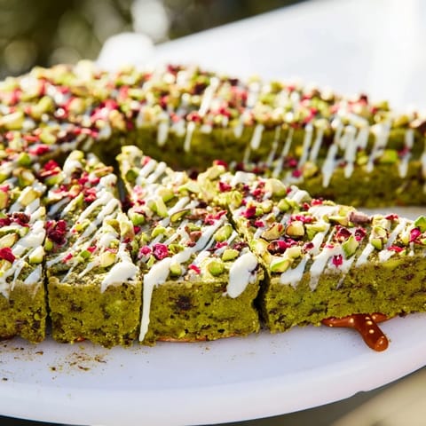 Matcha Pistachio Blondie Bars