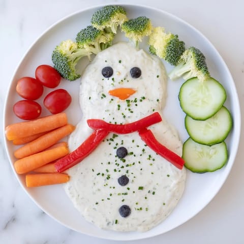 Snowman Veggie Dip Platter