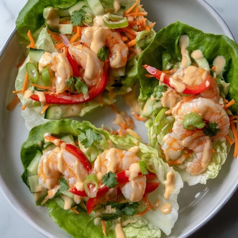 Fresh, easy shrimp lettuce cups with vibrant shrimp spilling over crisp lettuce leaves, ready to eat.