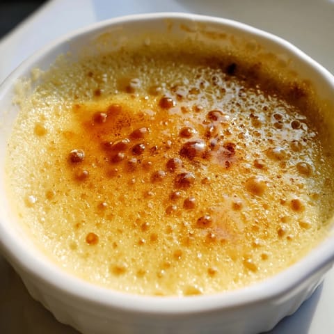 Smooth and creamy, the simple 3-Ingredient Crème Brûlée glistens, perfect for a special treat.