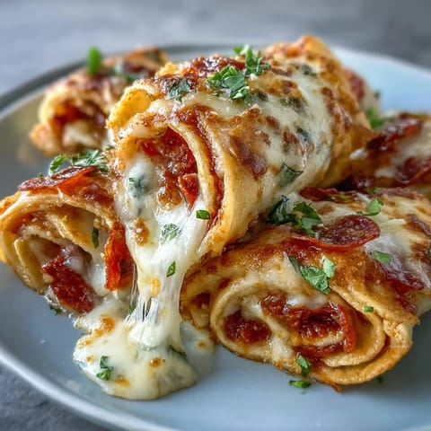 Sliced Tortilla Pizza Rolls are displayed on a white plate with a small dipping bowl of marinara, highlighting the gooey cheese pull and zesty tomato sauce inside.