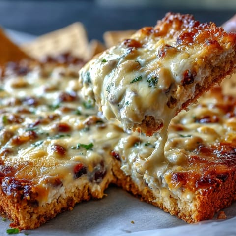 A hearty serving of warm Hot Black-Eyed Pea Dip in a rustic dish, surrounded by crunchy tortilla chips for dipping.  