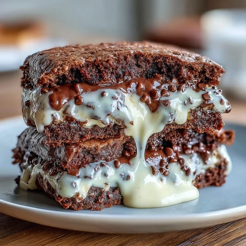 Decadent brownie cookies stuffed with sweet cream cheese, baked to soft perfection.