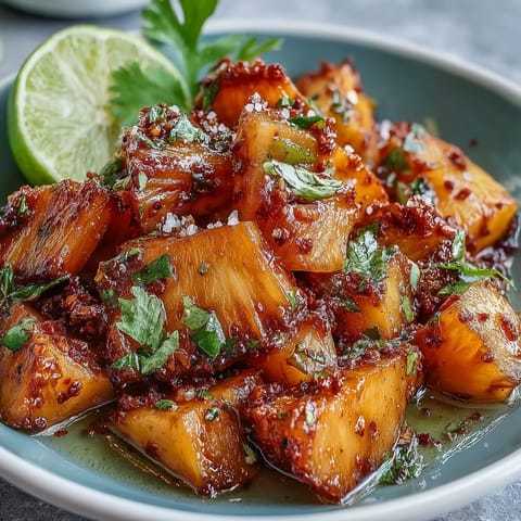Vibrant fruit salad cups featuring juicy mango, lime, and a subtle chili kick.