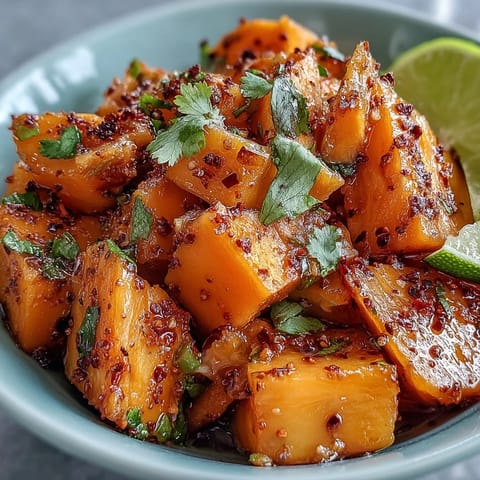Sweet and spicy Mango Chile Lime Fruit Cups brightened with fresh lime juice.
