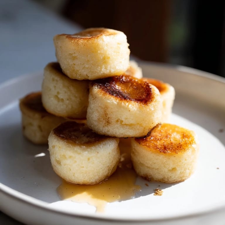 Close-up of golden brown pancake cereal, a trendy and easy American breakfast recipe waiting to be enjoyed.