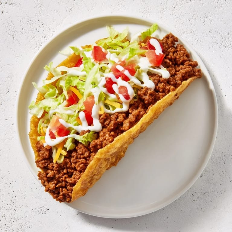 Enjoy a Cheesy Gordita Crunch Taco: the crunchy shell hugs seasoned beef and warm, cheesy flatbread.