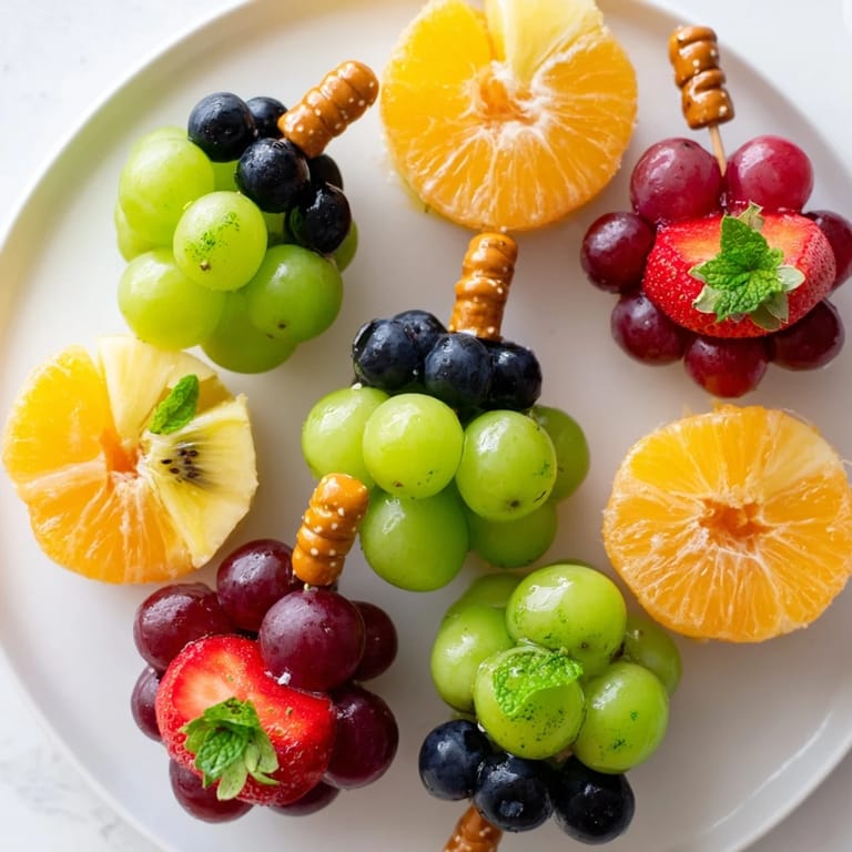 This beautiful Ornament Fruit Medley features a refreshing arrangement of fruits and decorative pretzel "hooks."
