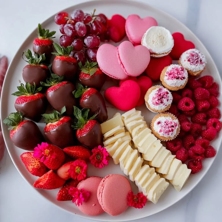 A romantic Sweetheart Valentine's Day Board with heart-shaped brie and tempting desserts ready to enjoy.