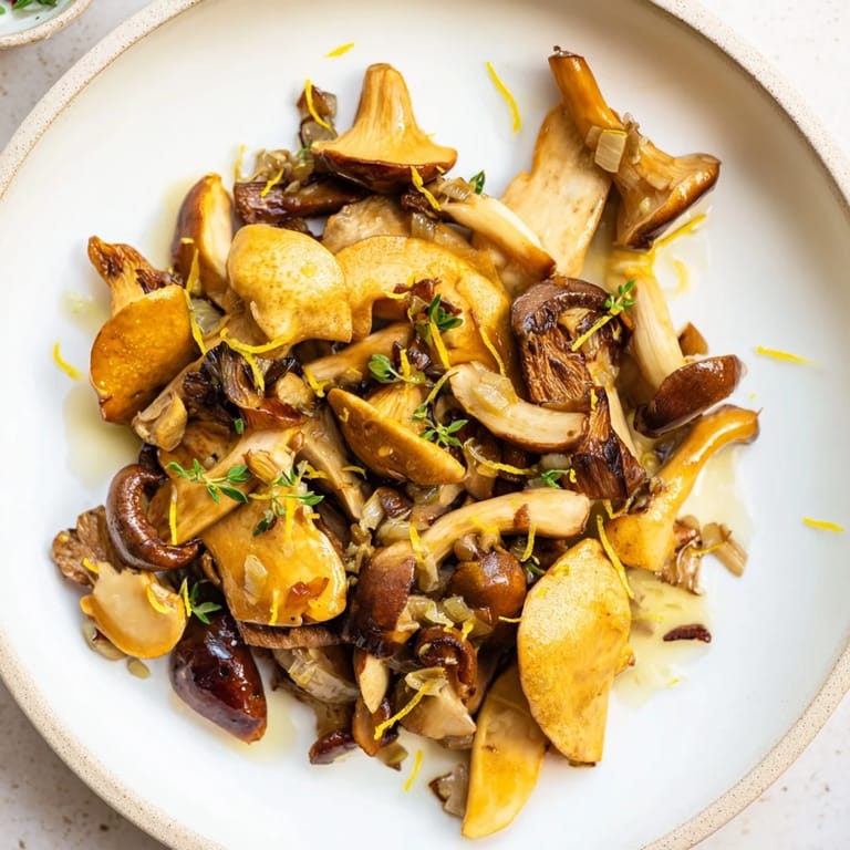 Close-up of the delicious Enchanted Forest Mushrooms with wine reduction, ready to serve and enjoy.