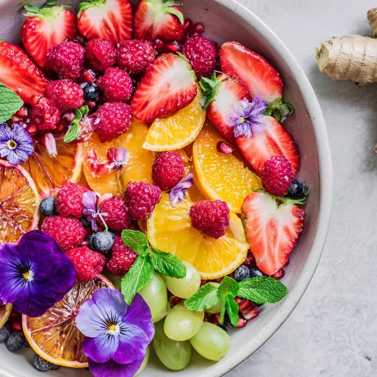 A festive Bubbly Bar Garnish Platter featuring juicy red raspberries and a selection of citrus slices, ready to party.