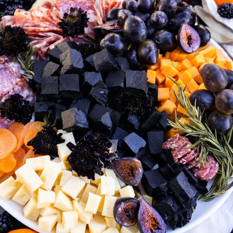 This Ghostly Outline Halloween Charcuterie Board features an artistic arrangement of cheeses, grapes, and crackers.