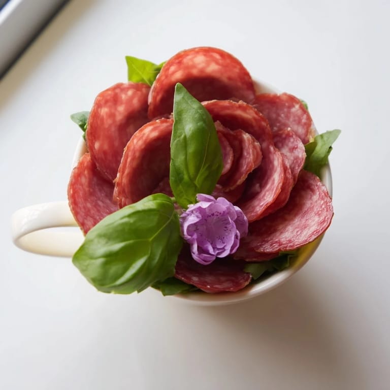 Beautifully arranged Victorian Tea Rose, showcasing salami and pepperoni flowers, perfect for a special gathering.