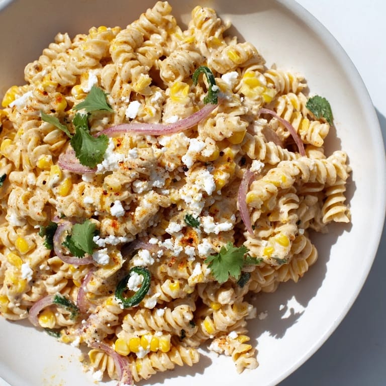 Imagine the flavors of this creamy Street Corn Pasta Salad, with its charred corn and zesty lime dressing.