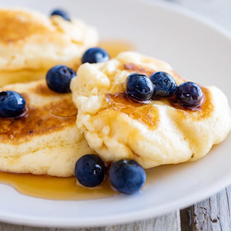 These soft and tender scrambled pancakes are made from one-bowl, a quick American breakfast with fresh blueberries.