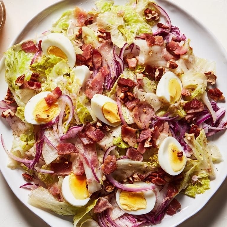 This beautiful Bitter Greens Salad with Warm Bacon Dressing features crisp bacon and fresh greens, ready to eat!