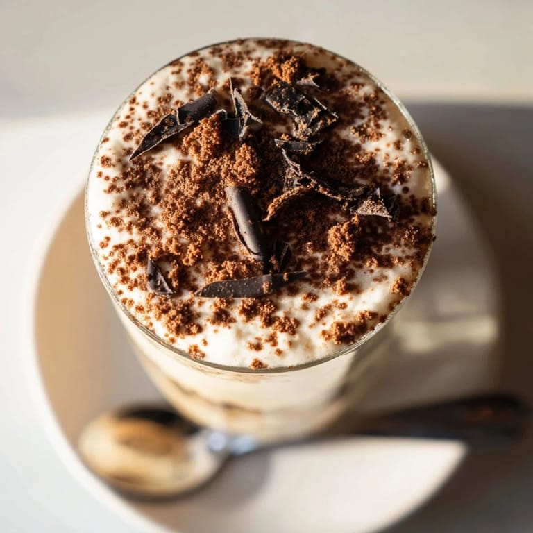 Smooth, decadent Tiramisu Latte with ladyfingers and cocoa dusting, perfect for a cozy afternoon.