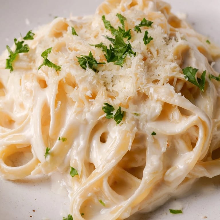 Golden roasted cauliflower and garlic give this Roasted Cauliflower Alfredo its rich, velvety sauce over tender pasta.