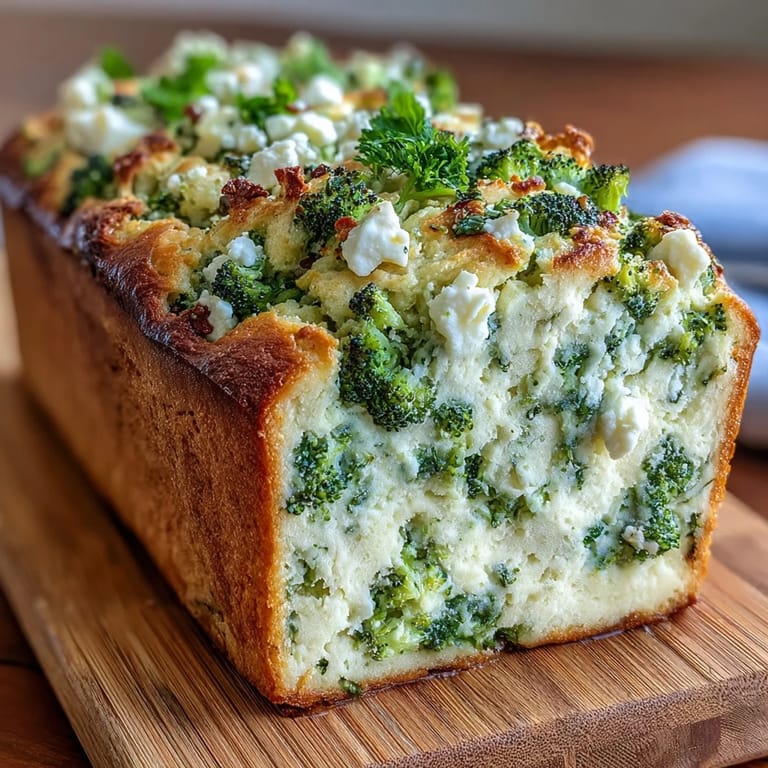 Moist Broccoli and Feta Loaf cooling on rack, hinting at a light, flavorful bite.
