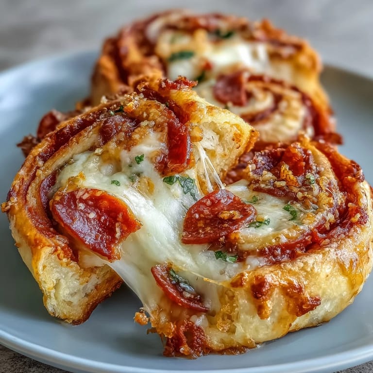 A close-up shot captures the crispy texture of Tortilla Pizza Rolls, revealing a cross-section of pepperoni, olives, and spices, baked to golden-brown perfection.