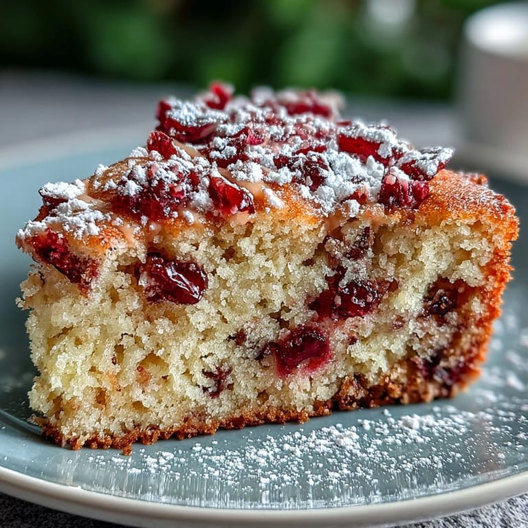 Moist Cranberry Orange Breakfast Cake baked in a round pan, perfect for brunch or serving with coffee and Greek yogurt.